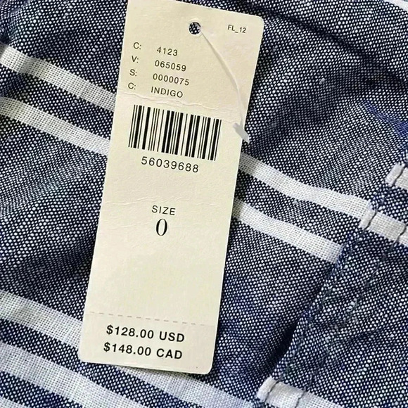 Maeve linen railroad stripe wide leg pocket button fly high waist pants 0 NWT - Picture 3 of 7